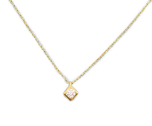 K18 1P ダイヤ 0.10ct ひし形 ネックレス 中古  アクセサリー ジュエリー ゴールド 18金 ダイヤモンド