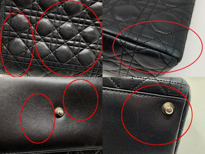 Christian Dior クリスチャンディオール レディディオール ラージ カナージュ ハンドバッグ 中古  レザー ブラック ラムスキン ブランド レディース 高級 鞄