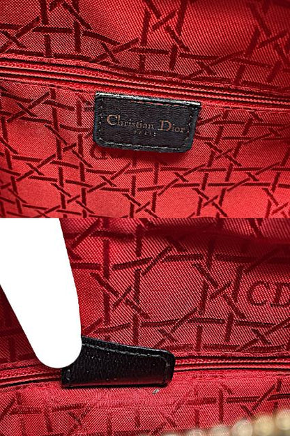 Christian Dior クリスチャンディオール レディディオール ラージ カナージュ ハンドバッグ 中古  レザー ブラック ラムスキン ブランド レディース 高級 鞄