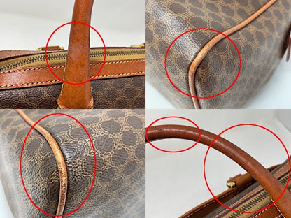 CELINE セリーヌ マカダム ハンドバッグ 中古  ブラウン 茶 鞄 ヴィンテージ ブランド レディース おしゃれ