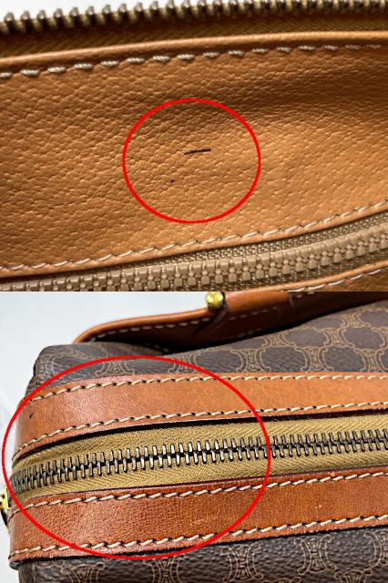 CELINE セリーヌ マカダム ハンドバッグ 中古  ブラウン 茶 鞄 ヴィンテージ ブランド レディース おしゃれ