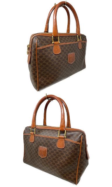 CELINE セリーヌ マカダム ハンドバッグ 中古  ブラウン 茶 鞄 ヴィンテージ ブランド レディース おしゃれ