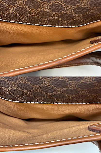 CELINE セリーヌ マカダム ハンドバッグ 中古  ブラウン 茶 鞄 ヴィンテージ ブランド レディース おしゃれ