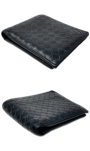 BOTTEGA VENETA ボッテガヴェネタ イントレチャート 二つ折り財布 中古  B01071787I ブラック 黒 ウォレット レザー ブランド メンズ