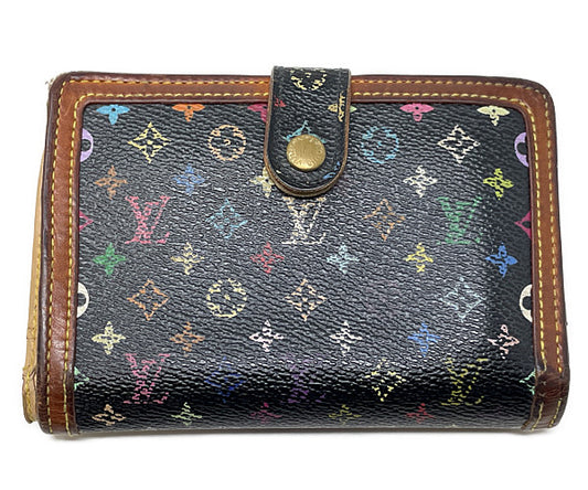 LOUIS VUITTON ルイヴィトン モノグラムマルチカラー ポルトフォイユ ヴィエノワ M92988 中古  TH0065 二つ折り財布 ウォレット ブラック ノワール レディース