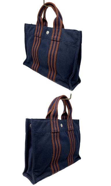 HERMES エルメス フールトゥ トート PM 中古  バッグ ネイビー 紺 鞄 ブランド キャンバス ミニ