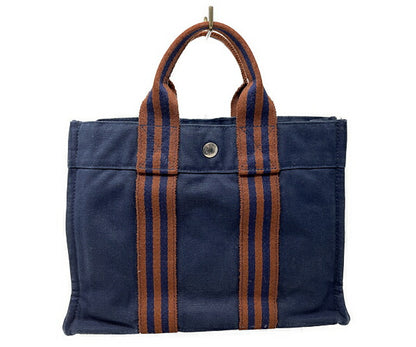 HERMES エルメス フールトゥ トート PM 中古  バッグ ネイビー 紺 鞄 ブランド キャンバス ミニ