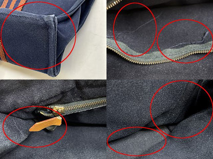 HERMES エルメス フールトゥ トート PM 中古  バッグ ネイビー 紺 鞄 ブランド キャンバス ミニ