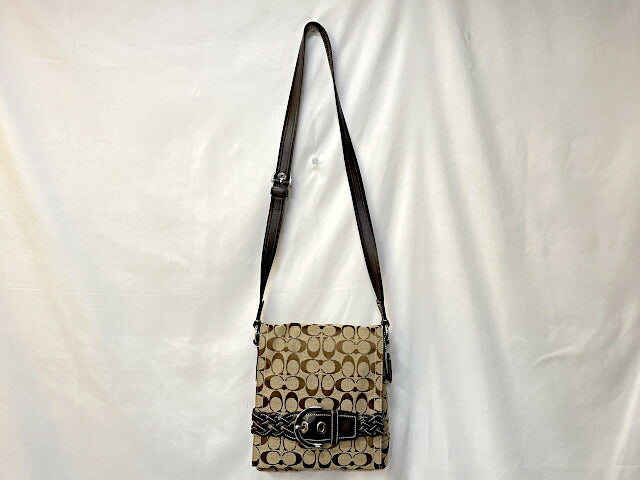 COACH コーチ シグネチャー ショルダーバッグ 中古  6308 ベージュ 鞄 ブランド レディース おしゃれ