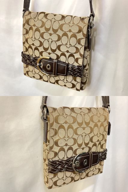 COACH コーチ シグネチャー ショルダーバッグ 中古  6308 ベージュ 鞄 ブランド レディース おしゃれ