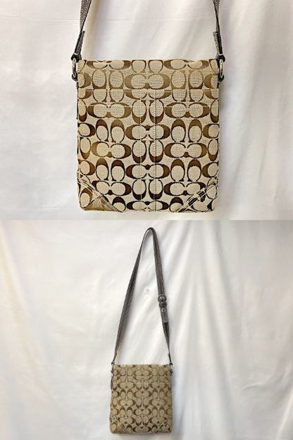COACH コーチ シグネチャー ショルダーバッグ 中古  6308 ベージュ 鞄 ブランド レディース おしゃれ