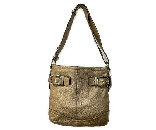 COACH コーチ レザー ショルダーバッグ 中古  ブロンズ メタリック 鞄 ブランド レディース おしゃれ