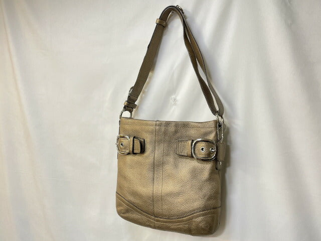 COACH コーチ レザー ショルダーバッグ 中古  ブロンズ メタリック 鞄 ブランド レディース おしゃれ