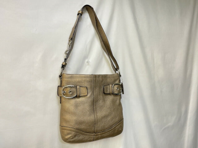 COACH コーチ レザー ショルダーバッグ 中古  ブロンズ メタリック 鞄 ブランド レディース おしゃれ
