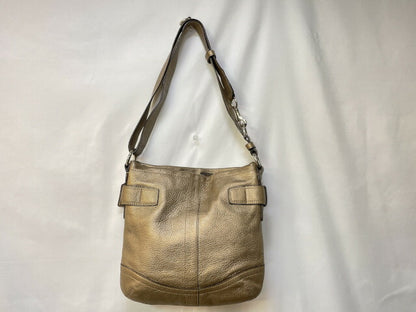 COACH コーチ レザー ショルダーバッグ 中古  ブロンズ メタリック 鞄 ブランド レディース おしゃれ