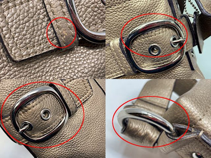 COACH コーチ レザー ショルダーバッグ 中古  ブロンズ メタリック 鞄 ブランド レディース おしゃれ