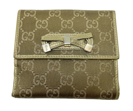 GUCCI グッチ GGキャンバス プリンシー Wホック財布 中古  167465 2184 二つ折り ベージュ ウォレット ブランド リボン