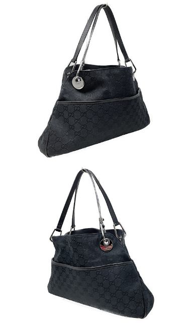 GUCCI グッチ GGキャンバス トートバッグ 中古  121023 1669ブラック 黒 ショルダー 鞄 ブランド レディース