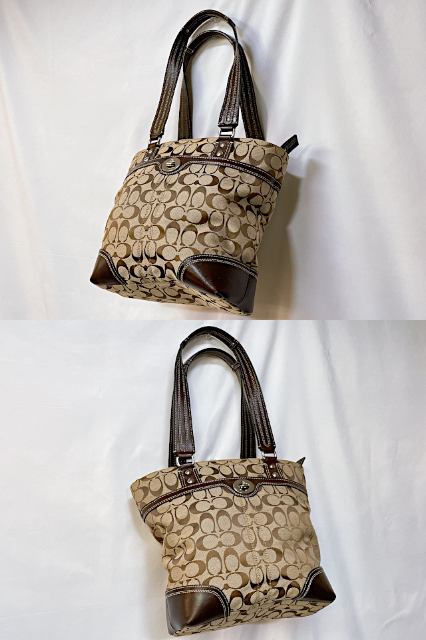COACH コーチ シグネチャー トートバッグ 中古  F13973 ベージュ 鞄 レディース おしゃれ ブランド