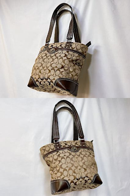 COACH コーチ シグネチャー トートバッグ 中古  F13973 ベージュ 鞄 レディース おしゃれ ブランド