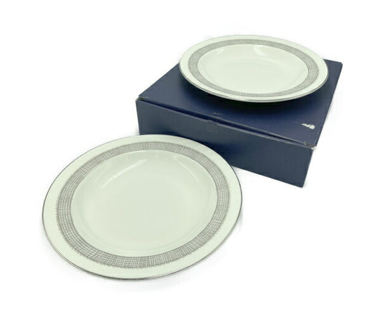未使用品 Wedgwood ヴェラ・ウォン ギルデッドウェーブ プレート ペア 中古  ウェッジウッド 23 皿 ブランド 洋食器 プラチナ スープ