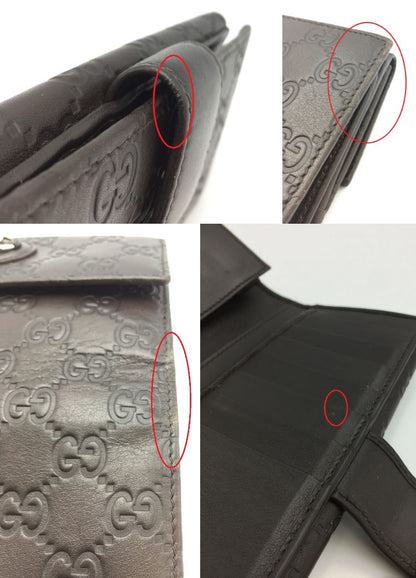 GUCCI  グッチシマ Wホック長財布 中古  231841 GGシマ 2つ折り レザー ブラウン メンズ
