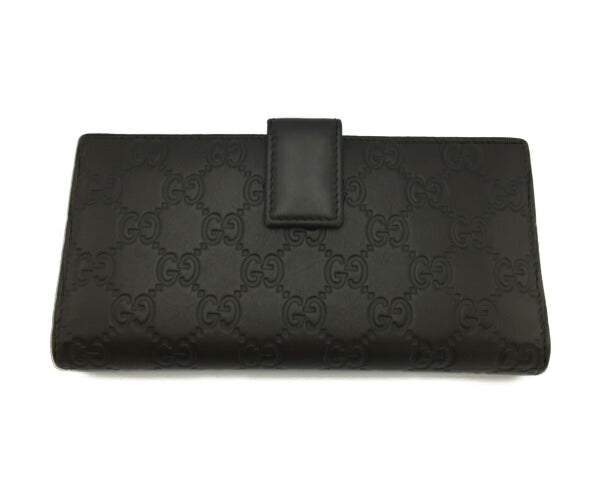 GUCCI  グッチシマ Wホック長財布 中古  231841 GGシマ 2つ折り レザー ブラウン メンズ