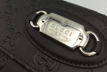 GUCCI  グッチシマ Wホック長財布 中古  231841 GGシマ 2つ折り レザー ブラウン メンズ