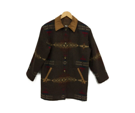 PENDLETON ペンドルトン ネイティブ柄 ウール混 コート  Sサイズ 中古  ブランケットコート 幾何学模様 レディース ハーフ
