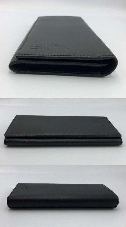 POLO RALPH LAUREN ラルフローレン レザー 長財布 中古  ロングウォレット 羊革 ブラック ブランド ワンポイント
