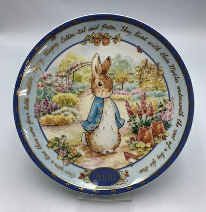 未使用品 Wedgwood ピーターラビット ミレニアムコレクション 2000 イヤー プレート＆マグカップ セット 中古  ウェッジウッド 洋食器 お皿 コップ ブランド かわいい ブルー