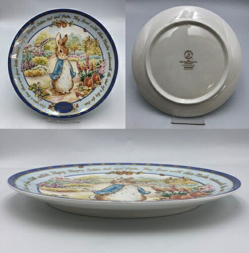 未使用品 Wedgwood ピーターラビット ミレニアムコレクション 2000 イヤー プレート＆マグカップ セット 中古  ウェッジウッド 洋食器 お皿 コップ ブランド かわいい ブルー
