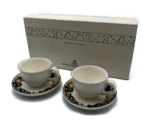 Royal Copenhagen ロイヤルコペンハーゲン ゴールデンサマー ペア カップ＆ソーサー 中古  洋食器 ブランド コーヒー 2客 フルーツ 花柄 Golden Summer