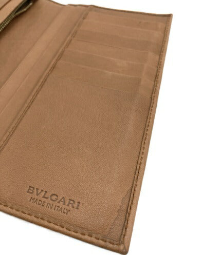 BVLGARI ブルガリ ソティリオ 2つ折り長財布 中古  レディース ブラウン カラーストーン レザー 花柄