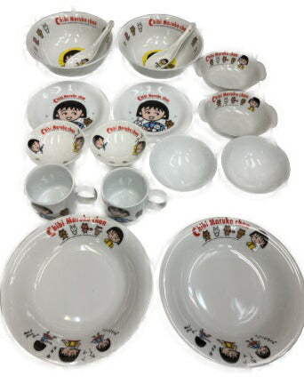 ちびまる子ちゃん 当時物 食器　8種16点セット 中古　 レトロ 皿 茶碗 キャラクター 昭和 マグカップ ラーメン鉢 希少
