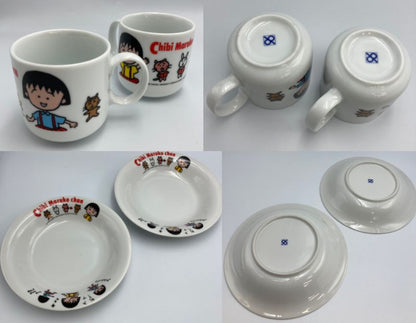 ちびまる子ちゃん 当時物 食器　8種16点セット 中古　 レトロ 皿 茶碗 キャラクター 昭和 マグカップ ラーメン鉢 希少
