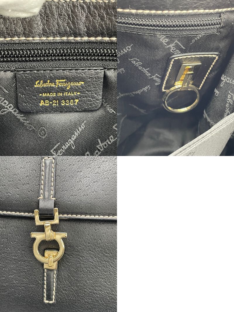 Salvatore Ferragamo ガンチーニ レザー ハンドバッグ 中古  サルヴァトーレフェラガモ AB-21 3387 本革 鞄 ブランド