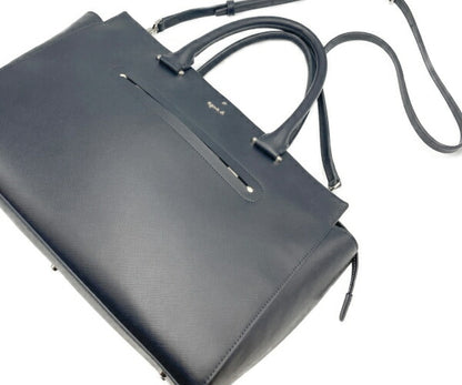 agnes b. アニエスベー  レザー　2WAYバッグ　ネイビー 中古  ショルダーバッグ ハンドバッグ 紺 レディース 斜め掛け