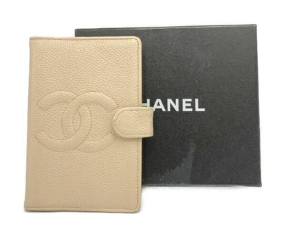 CHANEL シャネル ココマーク キャビアスキン 手帳カバー ベージュ 中古　 肌色 ロゴ 6穴 ホルダー コンパクト レディース
