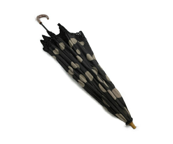 未使用品 弓月 絹100％ 水玉 日傘 中古  YUZUKI シルク ドット レース 日本製