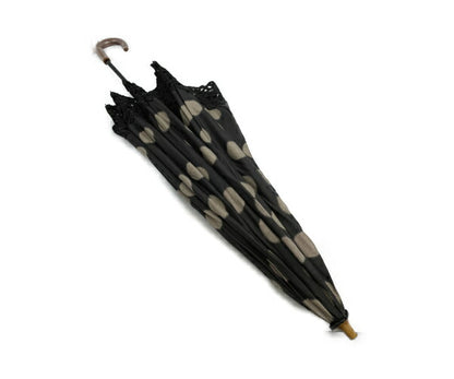 未使用品 弓月 絹100％ 水玉 日傘 中古  YUZUKI シルク ドット レース 日本製