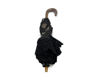未使用品 弓月 絹100％ 水玉 日傘 中古  YUZUKI シルク ドット レース 日本製