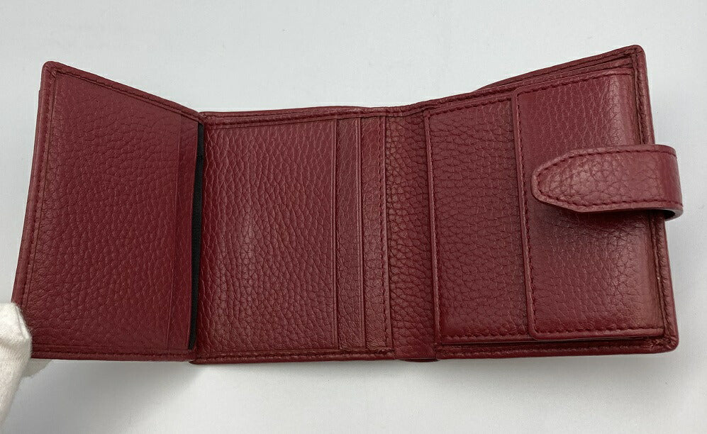 BREE ブリ―　レザー　2つ折り財布　ボルドー　 中古　 折りたたみ 赤 レディース メンズ