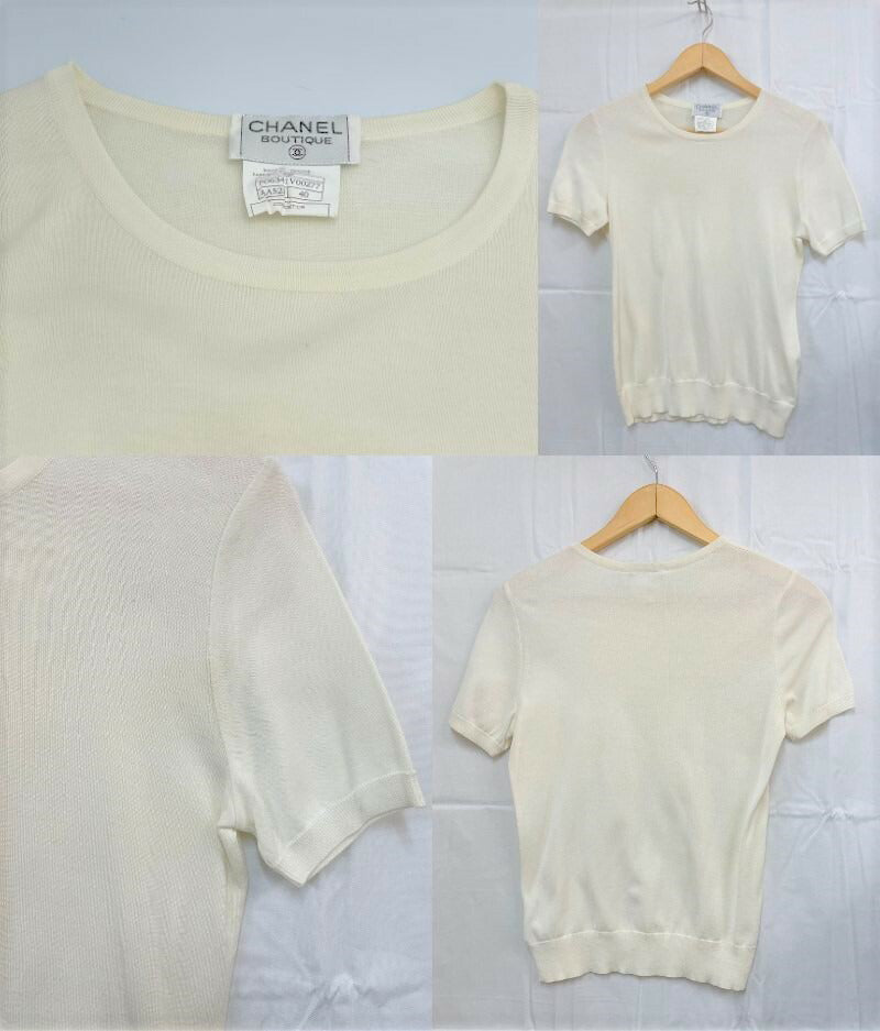 CHANEL 半袖 ニット L 40 中古  シャネル サマーニット 夏 ブランド トップス ココマーク