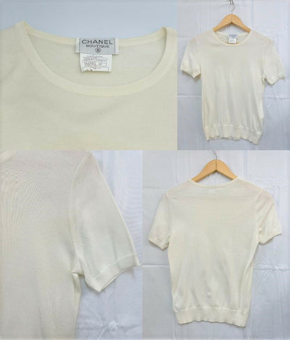 CHANEL 半袖 ニット L 40 中古  シャネル サマーニット 夏 ブランド トップス ココマーク