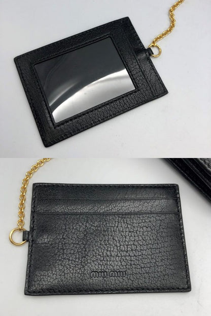 miu miu ミュウミュウ スタッズ パスケース付 長財布 中古  ２つ折り長財布 ブランド ブラック 黒 レディース レザー