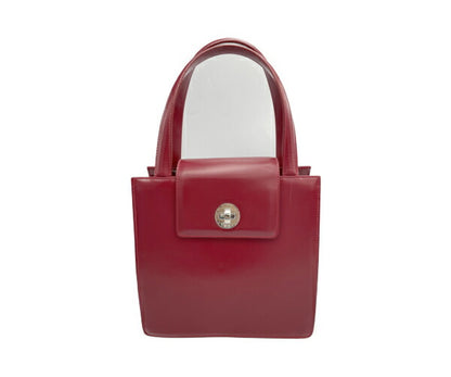 BVLGARI レザー ハンドバッグ 中古  ブルガリ 本革 鞄 ブランド レディース レッド 赤 通勤