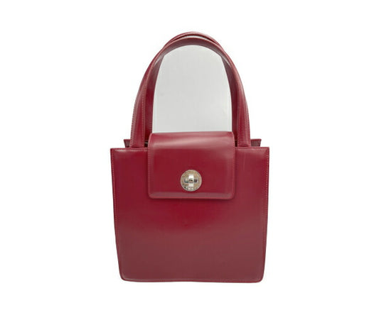 BVLGARI レザー ハンドバッグ 中古  ブルガリ 本革 鞄 ブランド レディース レッド 赤 通勤
