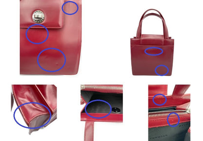 BVLGARI レザー ハンドバッグ 中古  ブルガリ 本革 鞄 ブランド レディース レッド 赤 通勤