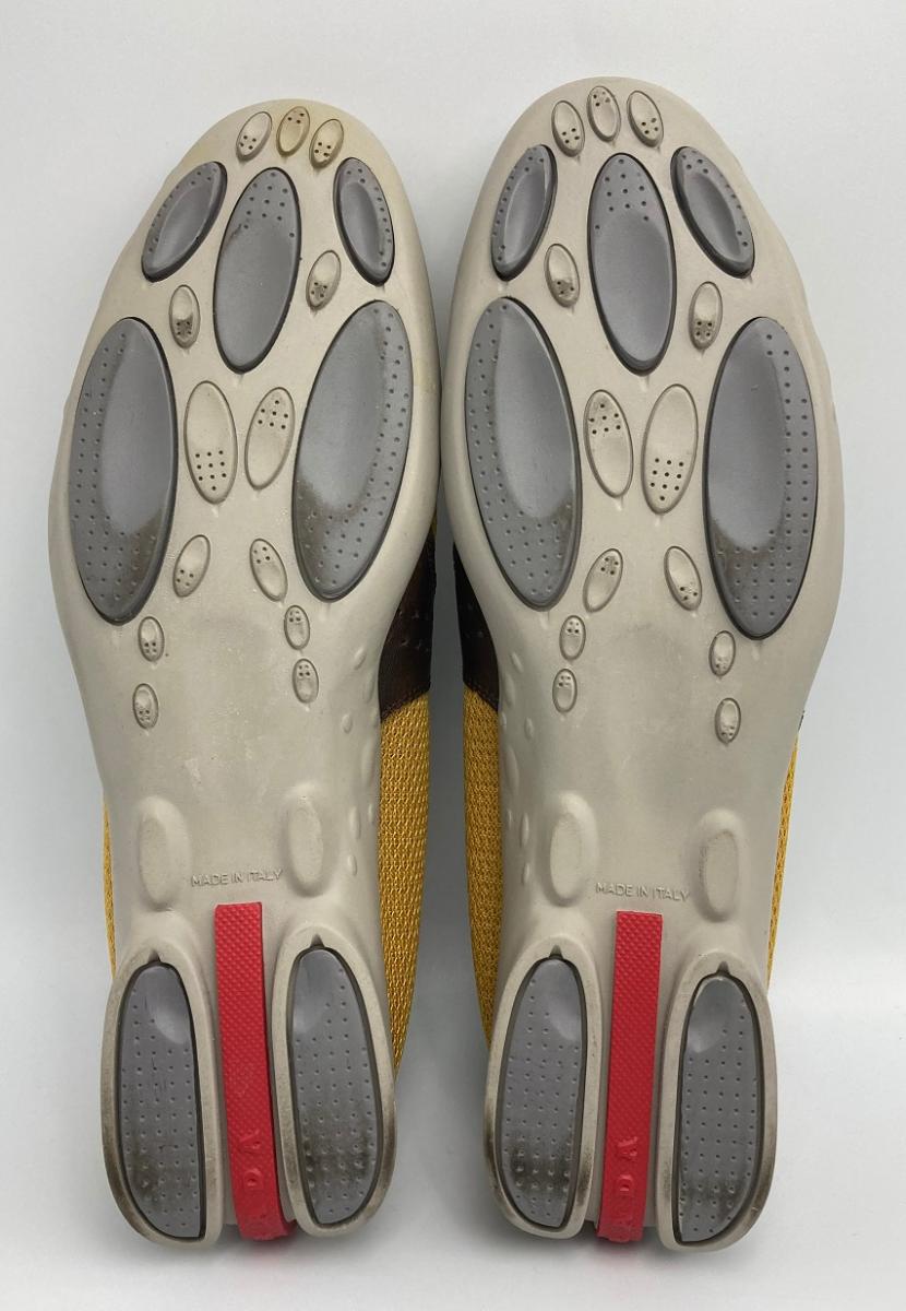 PRADA スポーツ メッシュスニーカー ３６ 2/1(約23.5cm) 中古　 レディース プラダ マジックテープ レザー イエロー